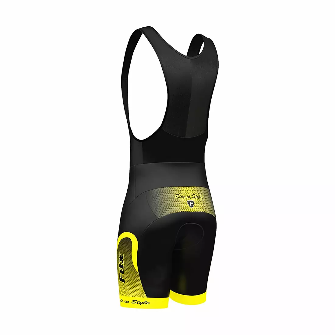 FDX 1010 nyári kerékpáros szett mez + kantáros rövidnadrág fekete és sárga színben