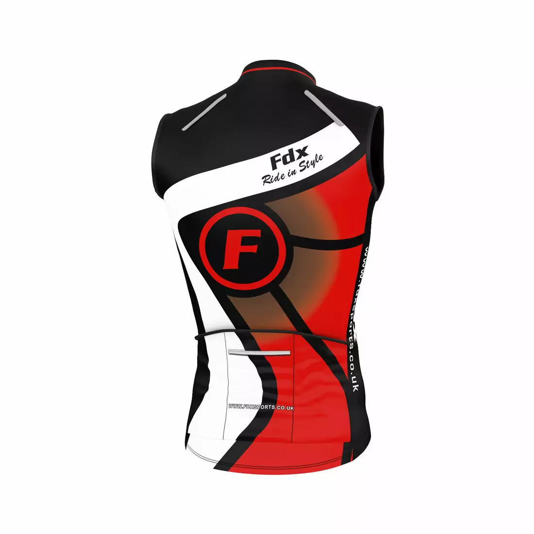 FDX 1020 férfi ujjatlan kerékpáros mez, fekete és piros