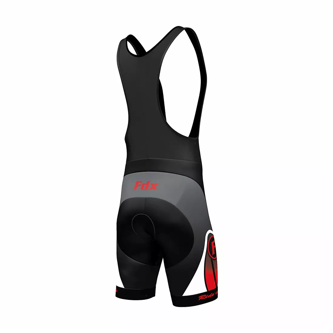 FDX 1020 nyári kerékpáros szett: mez + kantáros rövidnadrág, fekete és piros