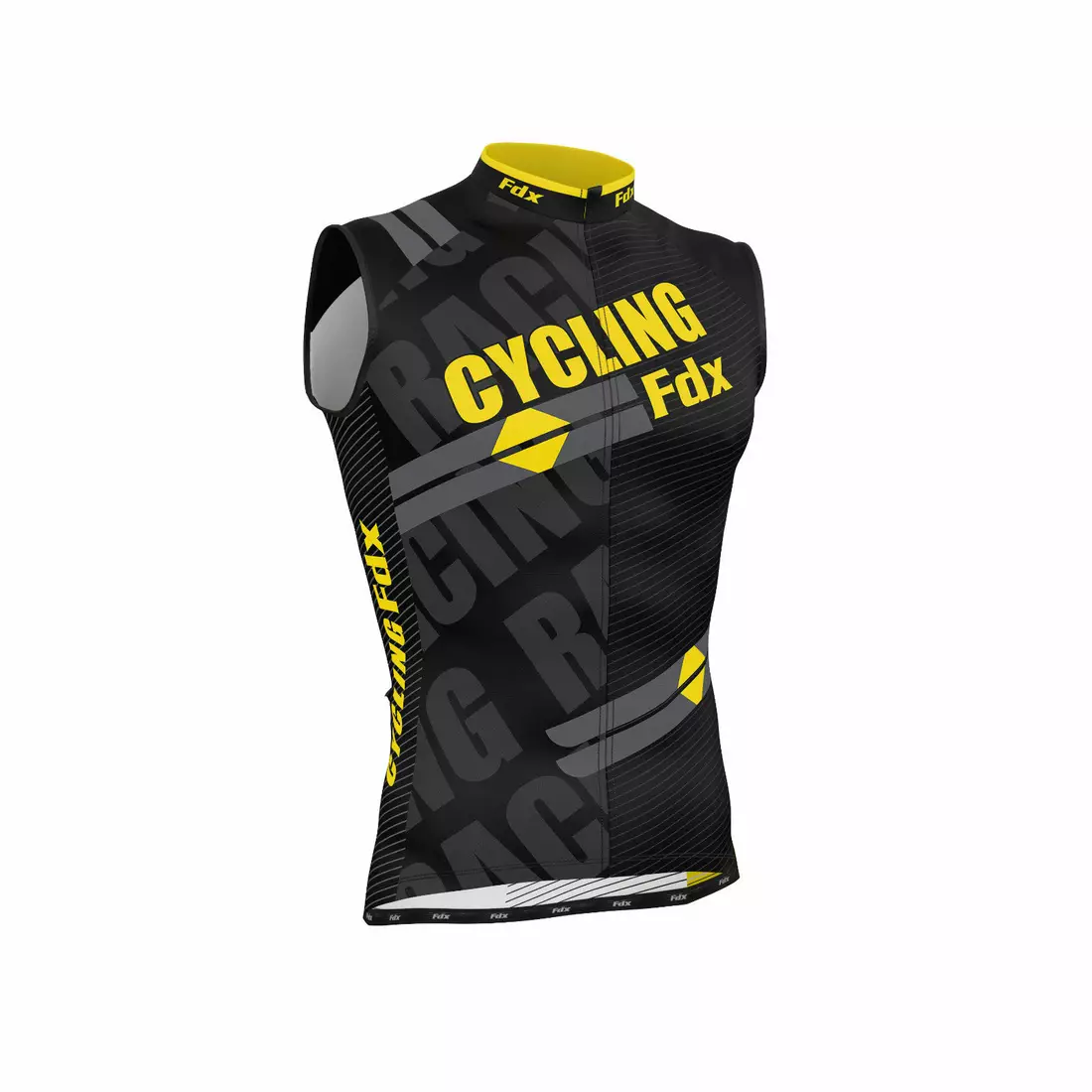 FDX 1050 férfi ujjatlan kerékpáros mez, fekete és sárga