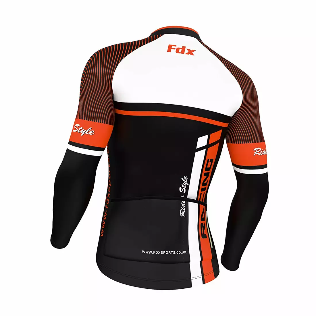 FDX 1220 férfi kerékpáros pulóver, fekete és narancssárga