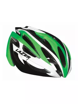 LAZER O2 országúti kerékpáros sisak zöld-fehér